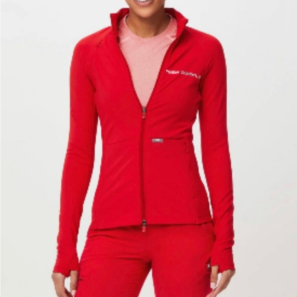 FIGS | Red Contour On-Shift Slim Jacket